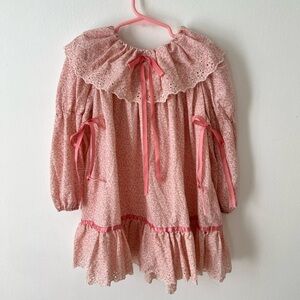 Vintage girls floral pink boho dress -size 5